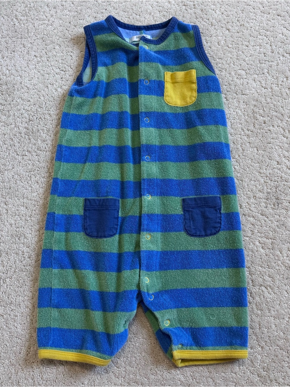 Baby Boden Snap Romper One Piece Toweling Terry Coverup Stripe 18-24 Months